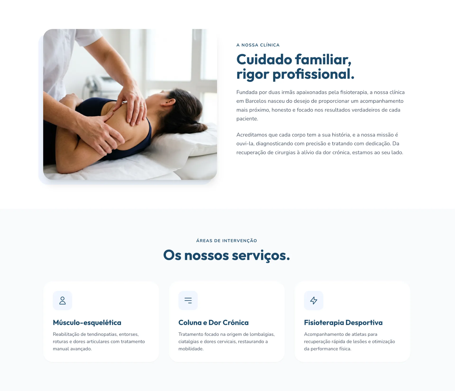 Secção de apresentação 'A nossa Clínica'