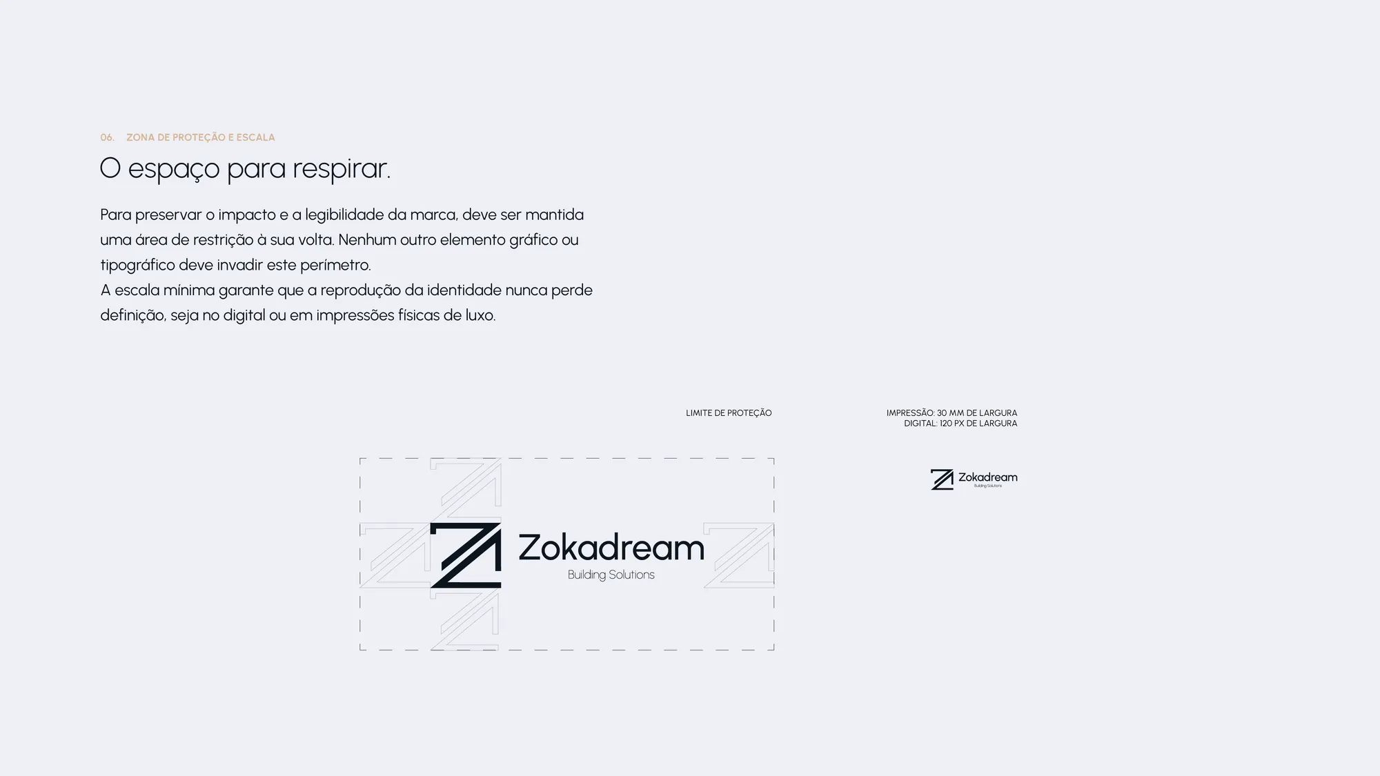 Manual de Identidade Visual Zokadream - Dimensões Mínimas
